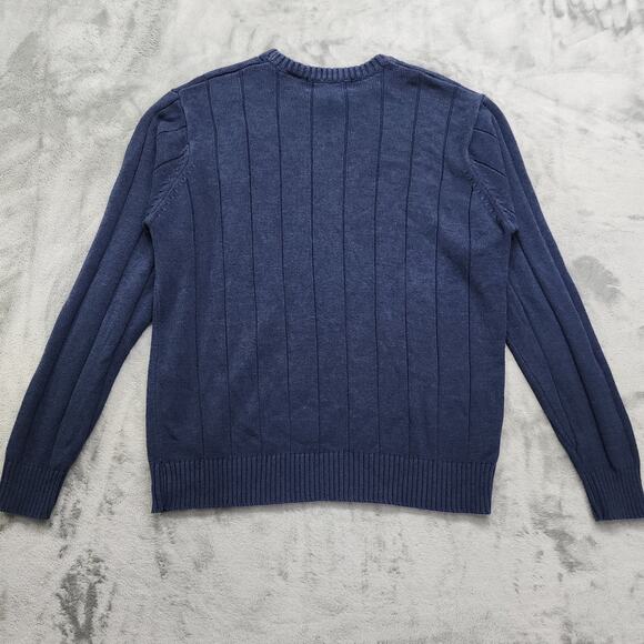 Oscar De La Renta Sweater Mens L Blue Crew Neck Cable Knit Pullover Preppy - Picture 2 of 8